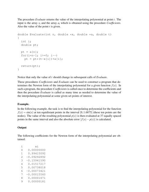 LECTURE 3: Polynomial interpolation and numerical differentiation