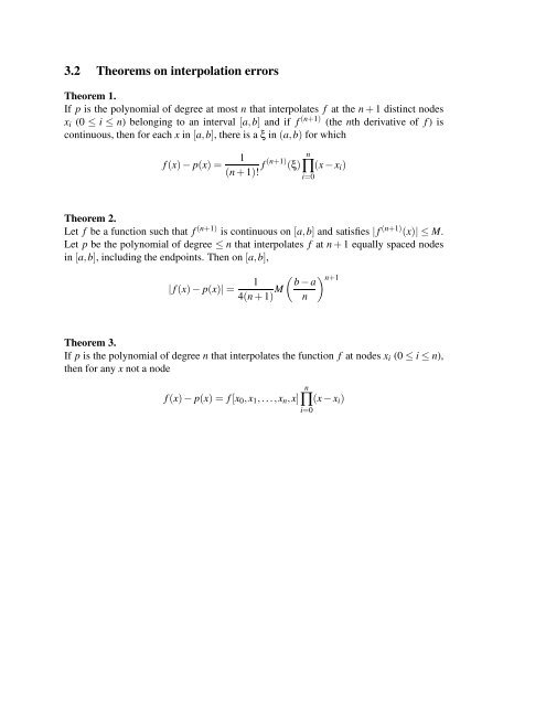 LECTURE 3: Polynomial interpolation and numerical differentiation