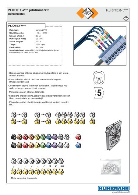 PLIOTEX-Vplus johdinmerkit - Klinkmann.