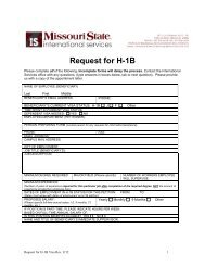 H1B Request Form - Missouri State University