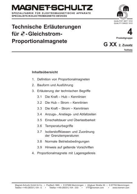 Proportionalmagnete Magnet Schultz