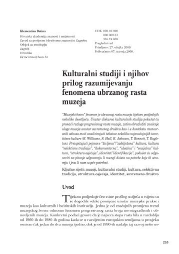 Etnoloska istrazivanja / Ethnological researches - EMZ