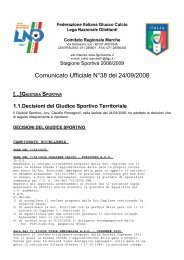 Comunicato Ufficiale N°38 del 24/09/2008 - Vivere Senigallia