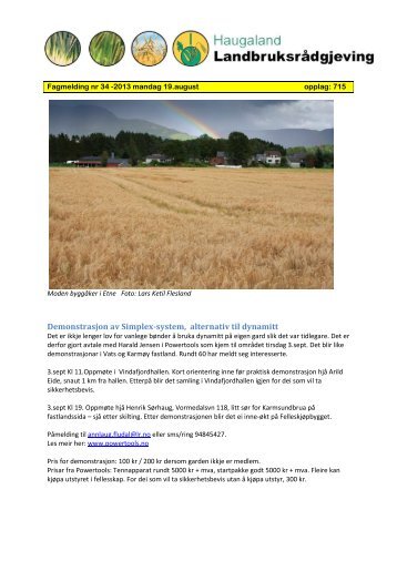 Fagmelding 34 - Haugaland landbruksrÃ¥dgjeving