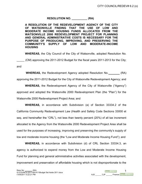 agenda city of watsonville city council/redevelopment agency meeting