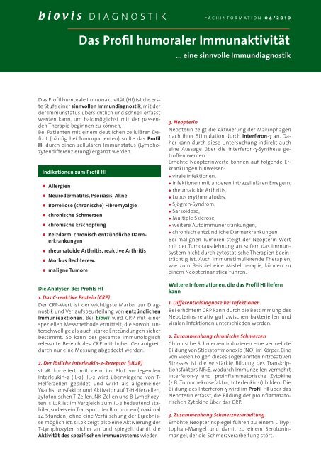 Das Profil humoraler ImmunaktivitÃƒÂ¤t - biovisÃ‚Â´ Diagnostik MVZ GmbH
