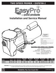 Installation and Service Manual - EasyPro Pond Products