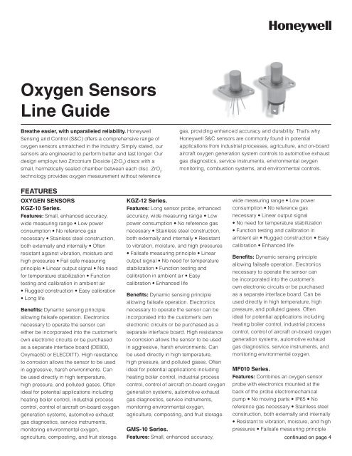 Oxygen Sensors Line Guide - Digikey