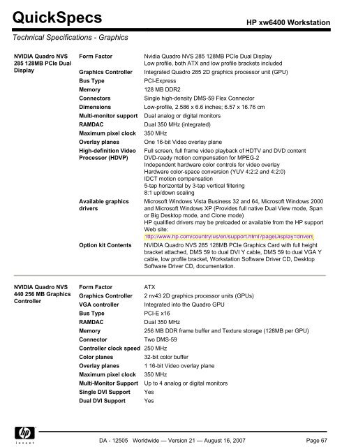 HP xw6400 Workstation - Nts