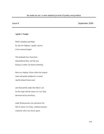 ka mate ka ora: a new zealand journal of poetry and poetics Issue 6 ...