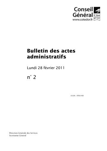 Bulletin des actes administratifs nÂ° 2 - Conseil gÃ©nÃ©ral de CÃ´te-d'Or