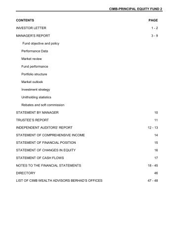 CIMB-PRINCIPAL EQUITY FUND 2 CONTENTS PAGE INVESTOR ...