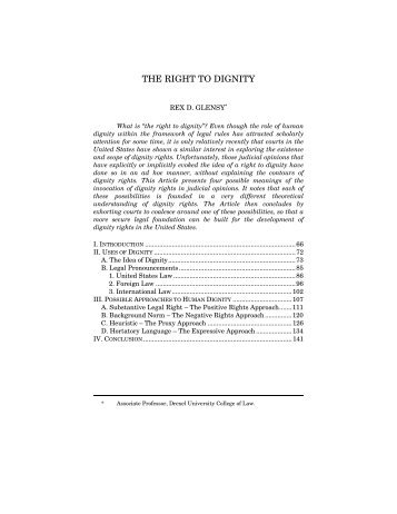 The Right to Dignity Rex D. Glensy - Columbia Law School