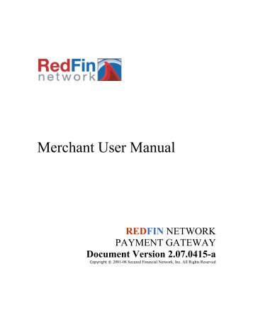 Merchant User Manual - RedFin Network