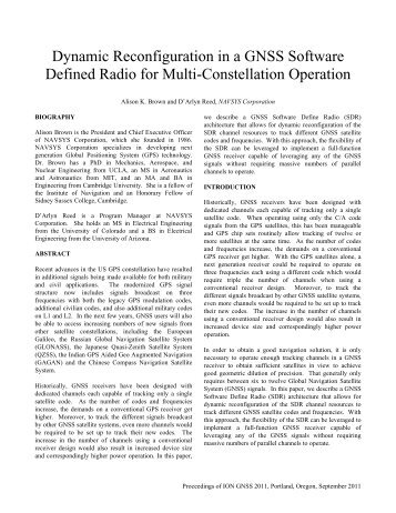 Dynamic Reconfiguration in a GNSS Software Defined Radio for ...