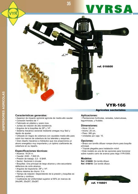 VYR-160 - Aspersores Alto Caudal - Agricultura 