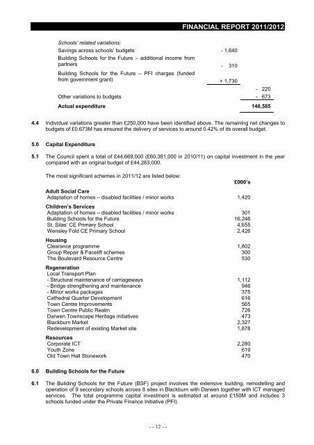 Statement of Accounts 2011/2012 - Blackburn with Darwen Borough ...