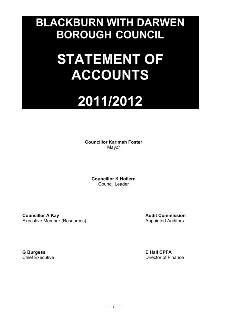 Statement of Accounts 2011/2012 - Blackburn with Darwen Borough ...