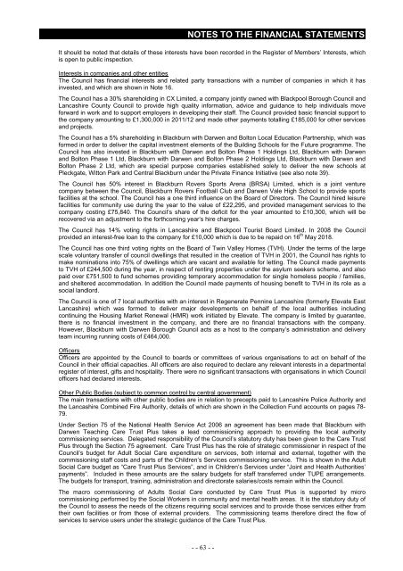 Statement of Accounts 2011/2012 - Blackburn with Darwen Borough ...