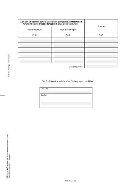 Baubuch (Formblatt ThÃ¼rBau VI) - Zentraler ThÃ¼ringer Formularservice