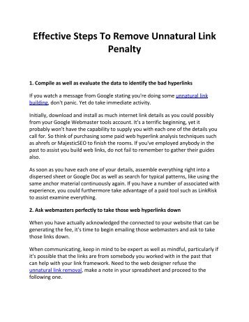 Effective Steps To Remove Unnatural Link Penalty