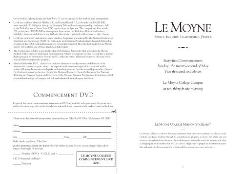 COMMENCEMENT DVD - Le Moyne College