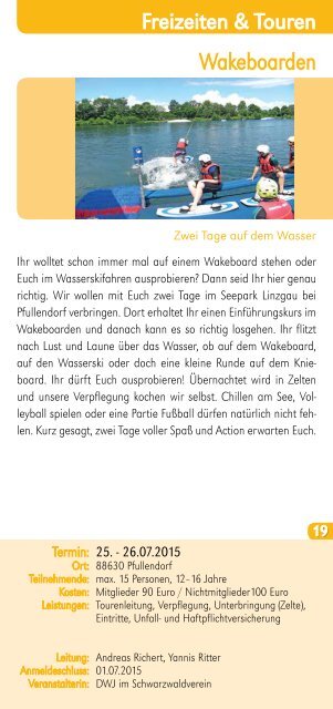 AufTour 2015 - Deutsche Wanderjugend Jahresprogramm (Auswahl)