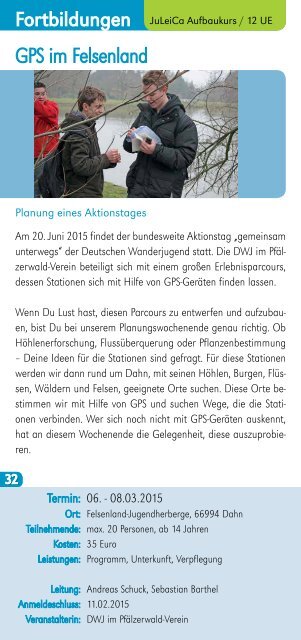 AufTour 2015 - Deutsche Wanderjugend Jahresprogramm (Auswahl)