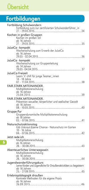 AufTour 2015 - Deutsche Wanderjugend Jahresprogramm (Auswahl)