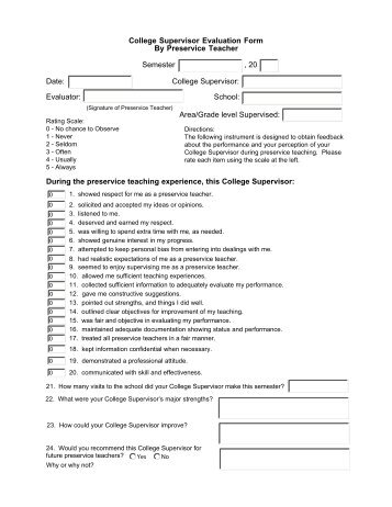SpedSpecific Early Childhood Student Teaching Evaluation Form