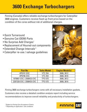 3600 Exchange Turbochargers - Finning Canada