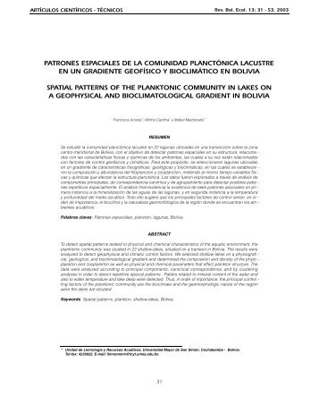 patrones espaciales de la comunidad planctÃ³nica lacustre