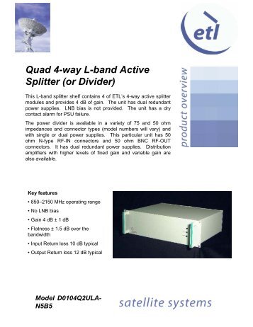 Quad 4-way L-band Active Splitter (or Divider) - ETL Systems