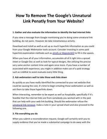 How To Remove The Google’s Unnatural Link Penatly from Your Website?