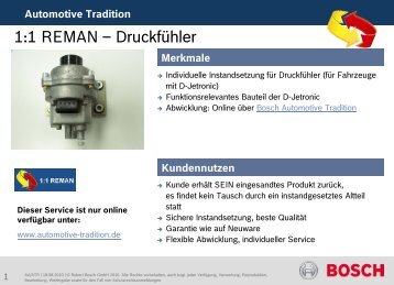 1:1 REMAN â DruckfÃ¼hler - Bosch Automotive Tradition