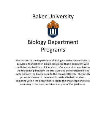 Handbook for biology majors - Baker University