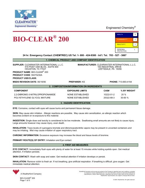 bio clear 200 msds