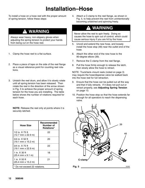 308546S Series 700 Hose Reels, Instructions-Parts ... - Graco Inc.