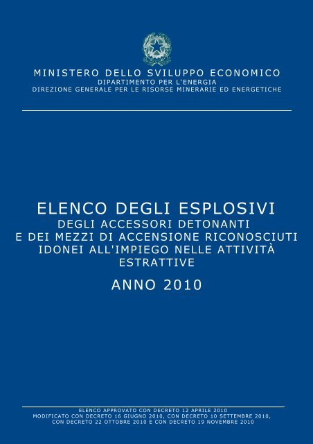 Elenco dei prodotti esplodenti riconosciuti idonei all'impiego nelle ...