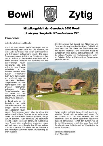 Bowil-Zytig Nr. 127 vom September 2007