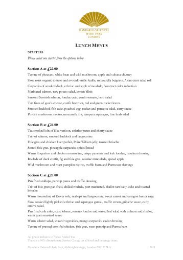 LUNCH MENUS