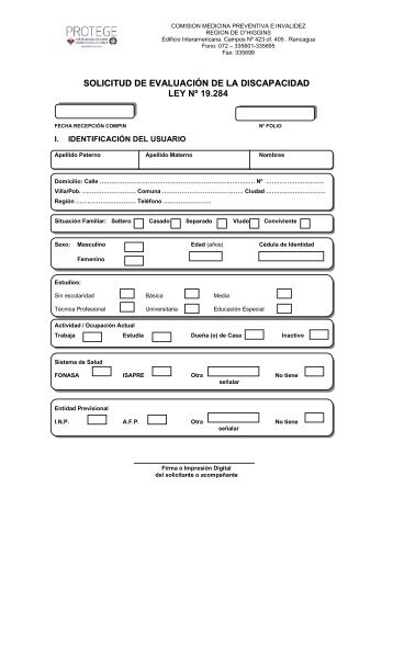 Solicitud de EvaluaciÃ³n de la Discapacidad Ley ... - SEREMI de Salud