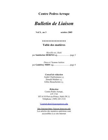 NumÃ©ro X.3 octobre 2005 - Bulletin de Liaison