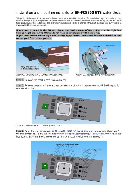 Instalation and mounting instructions for EK-Wave water block: - EKWB