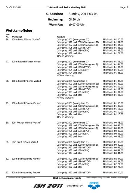 Wettkampf-Nr. 1 - ISM - ISM - International Swim Meeting