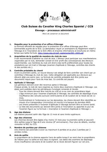 Elevage - Cavalier King Charles Spaniel Club