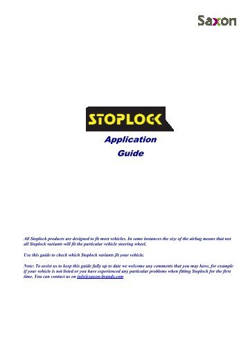 Stoplock Application Guide - Saxon Brands