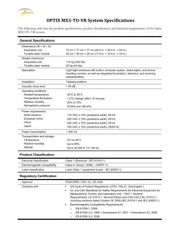 OPTIX MX3-TU-VR System Specifications - Biomedicum Imaging ...