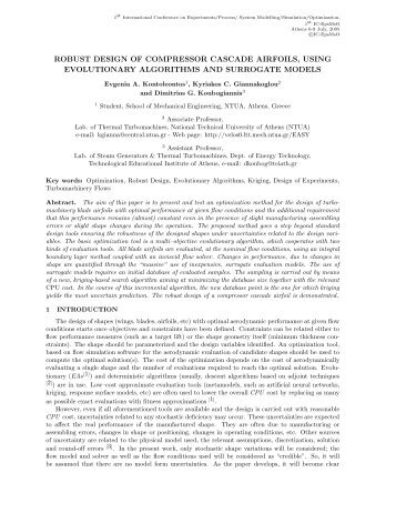 robust design of compressor cascade airfoils, using evolutionary ...