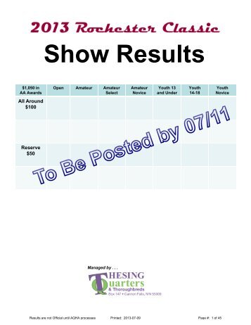Show Results - Thesing Quarters